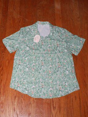 Unknown Brand Flower & Bird Print Button Down Shirt